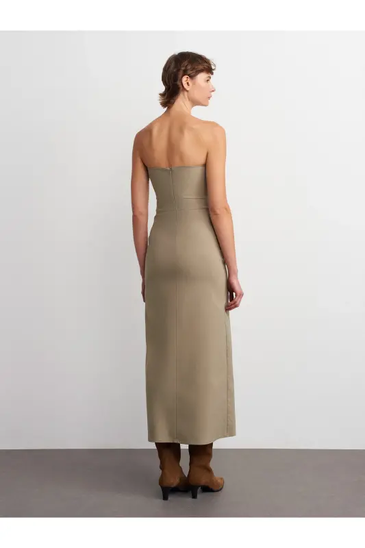 90758 Straplez Elbise-Çağla-Çağla - 2