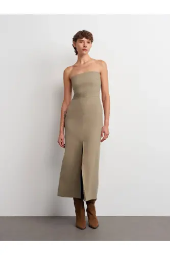 90758 Straplez Elbise-Çağla-Çağla - 5