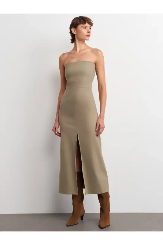 90758 Straplez Elbise-Çağla-Çağla - 1