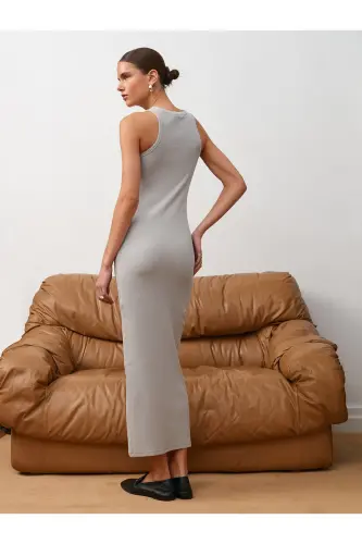 90805 Washing Effect Midi Dress-Light Gray-Light Gray - DILVIN (1)