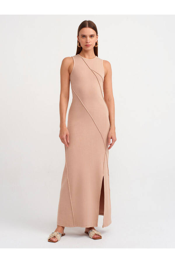 90868 Maxi Dress with Wash Effect - Beige - 17