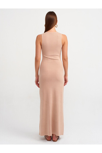 90868 Maxi Dress with Wash Effect - Beige - 6