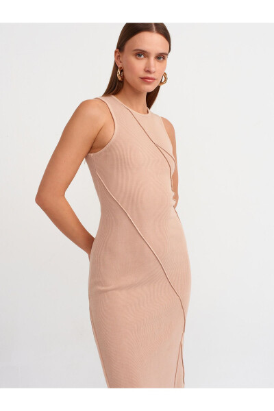 90868 Maxi Dress with Wash Effect - Beige - 7