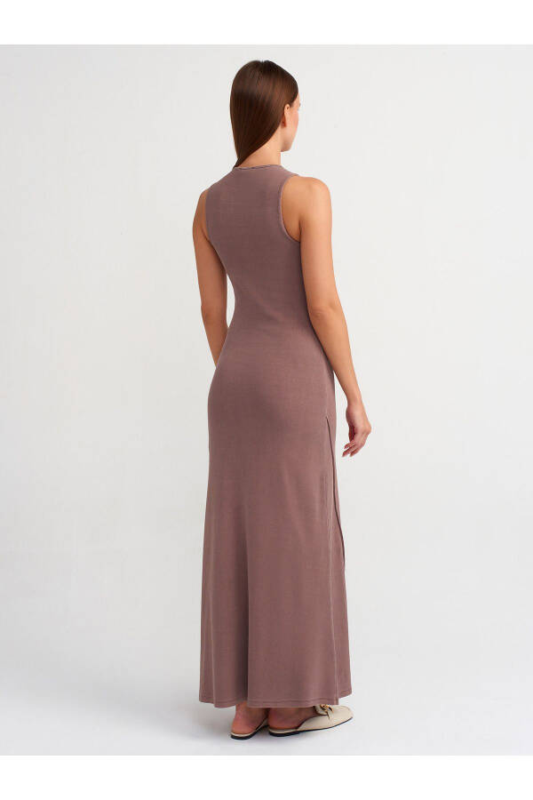 90868 Maxi Dress with Washing Effect - Coffee - 6