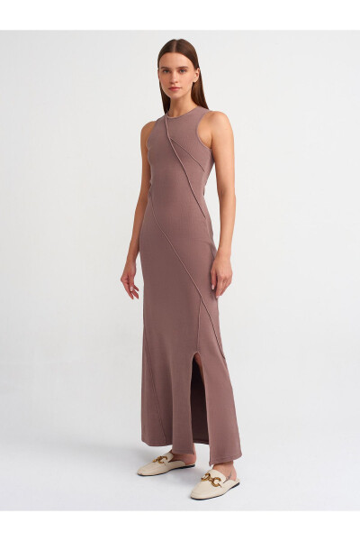 90868 Maxi Dress with Washing Effect - Coffee 