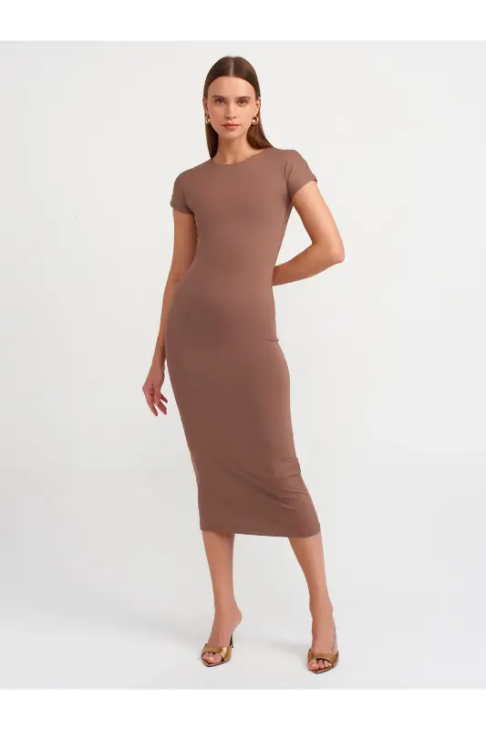 90890 Bicycle Collar Long Dress-Milky Coffee-Milky Coffee - 1