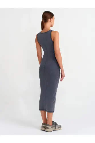 90891 Ärmelloses langes Kleid mit Wasch-Effekt-Anthrazit - Anthrazit - DILVIN (1)