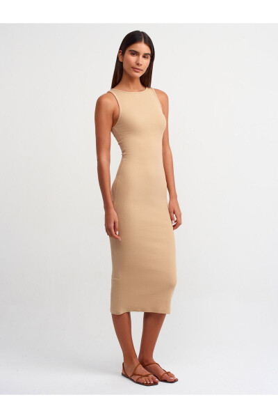 90892 Yengsiz Uzoq Ko'ylak - Bej - DILVIN