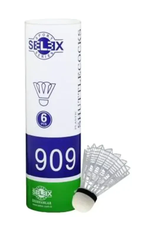909 Badminton Shuttlecock Plastic 6-Piece-White22 - 2