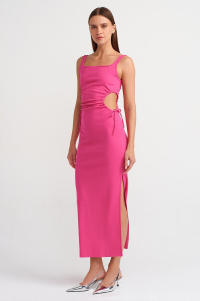 9094 Long Dress with Window Detail - Fuchsia - 5