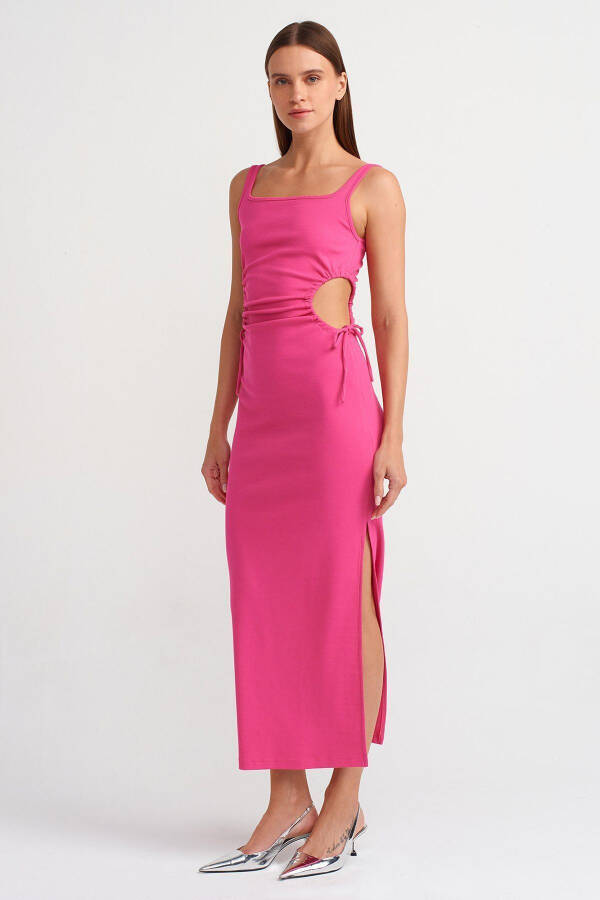 9094 Long Dress with Window Detail - Fuchsia - 5