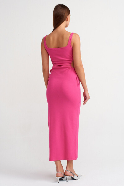 9094 Long Dress with Window Detail - Fuchsia - 6