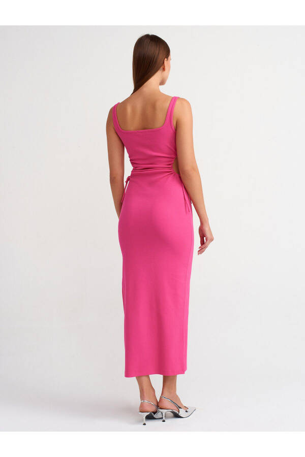 9094 Long Dress with Window Detail - Fuchsia - 3