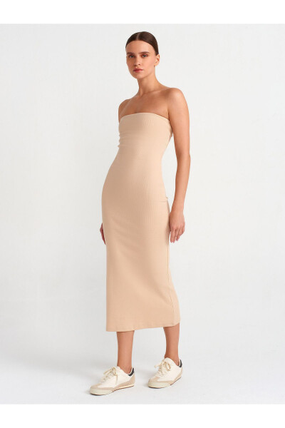 91100 Strapless Midi Dress - Light Beige - 7