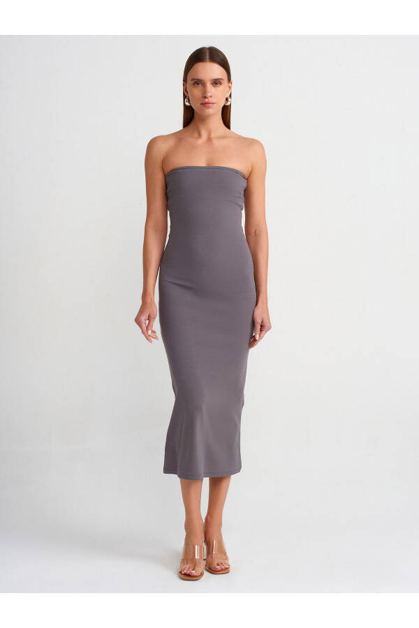 91100 Strapless Midi Dress - Smoke - 11