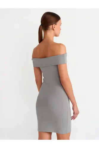 91102 Off-Shoulder Mini Dress-grey-Gray - DILVIN (1)