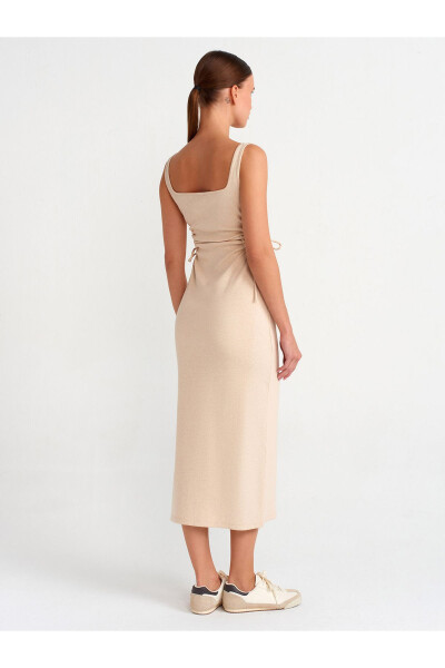 91106 Long Dress with Window Detail - Beige Melange - 8