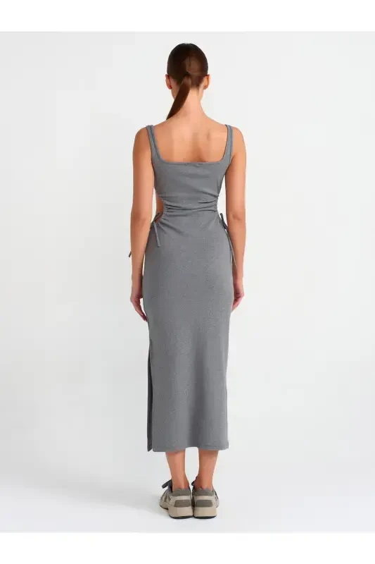 91106 Oyna Tafsilotli Uzun Ko'ylak-Antratsit-Antratsit - 2