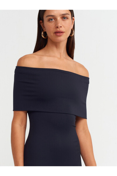 91109 Off-Shoulder Midi Dress - Black - 16