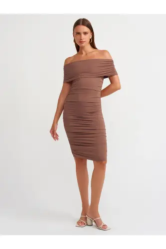 91153 Off-Shoulder Ruched Dress - Milky K. - Milky K. - 3