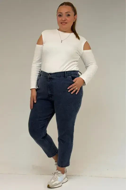 9125-6 Katta Hajmli Boy Friend Jinsi Shim - Antratsit - BÜYÜKBEDENIZ