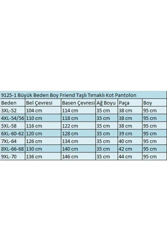 9125-7 Büyük Beden Boy Friend Kot Pantolon - Siyah - 2