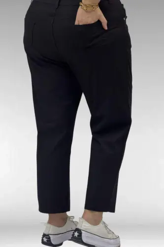 9125-7 Büyük Beden Boy Friend Kot Pantolon - Siyah - 4