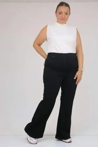 9137-21 Plus Size Flared Jeans - Black - 3