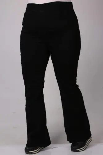 9137-7 Katta Beden Beli Rezinkali Ispancha Pocha Kot Shim - Qora - 1