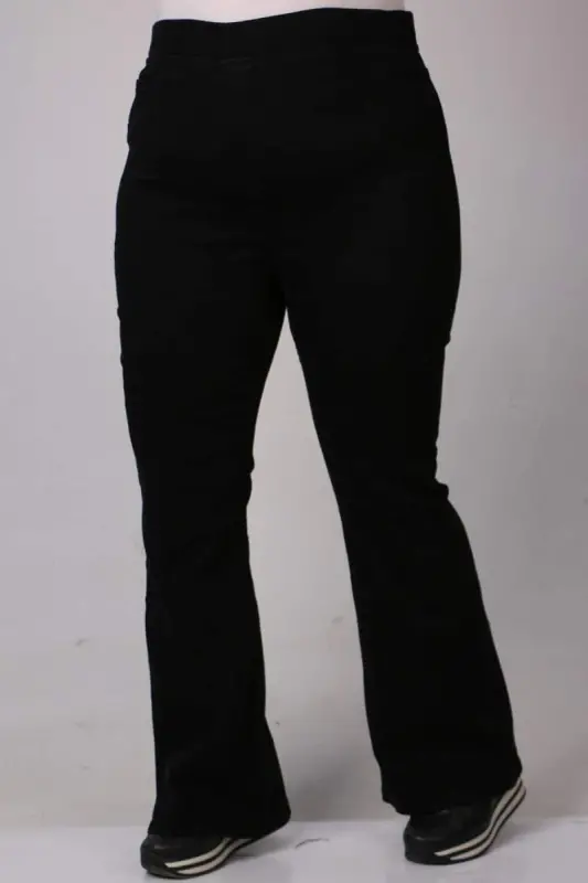 9137-7 Plus Size Elastic Waist Flared Jeans - Black - 1