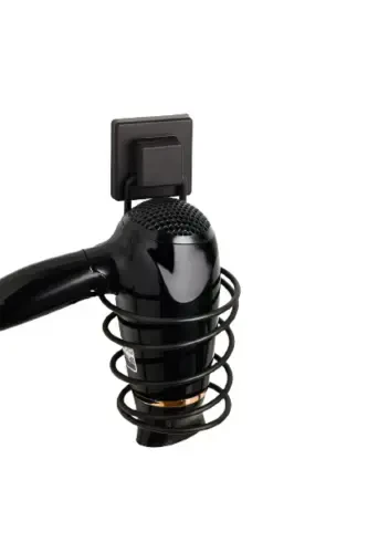 915 Square Strong Paste Adhesive Hair Dryer Machine Hanger, Matte Black Hair Dryer Holder - 4