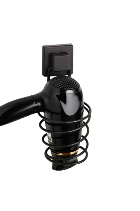 915 Square Strong Paste Adhesive Hair Dryer Machine Hanger, Matte Black Hair Dryer Holder - 5