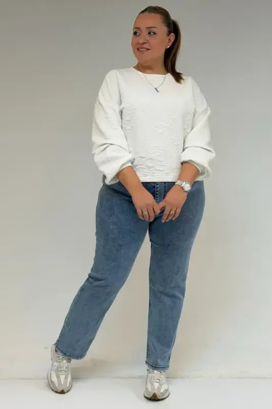 9185-4 Plus Size Stone Washed Bootcut Jeans - Ice Blue - 3