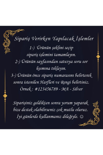 925 Ayar Gümüş 2 Harfli Kol Düğmesi Altın Kaplama Damat Hediyesi Kişiye Özel-Seçilebilir - 6