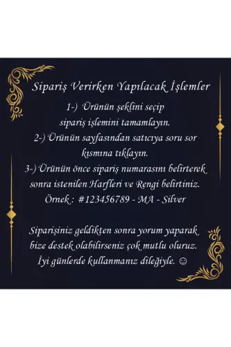 925 Ayar Gümüş 2 Harfli Kol Düğmesi Altın Kaplama Damat Hediyesi Kişiye Özel - Seçilebilir 2 - 6