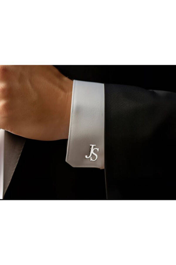 925 AYAR GÜMÜŞ ÇİFT HARF KOL DÜĞMESİ - 2