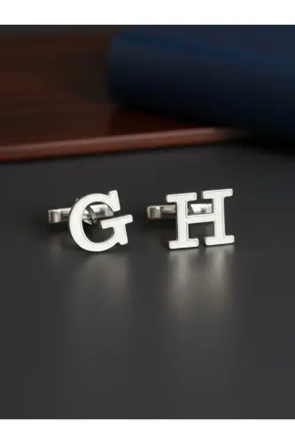 925 Ayar Gümüş Harfli Kol Düğmesi Damat Hediyesi Kişiye Özel-Tek Harf - 1