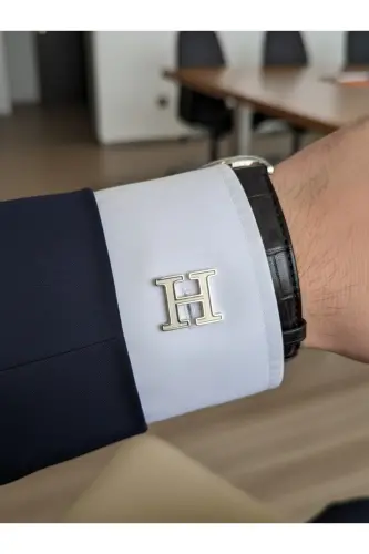 925 Ayar Gümüş Harfli Kol Düğmesi Damat Hediyesi Kişiye Özel-Tek Harf - SATÜRN SILVER KUYUMCULUK (1)