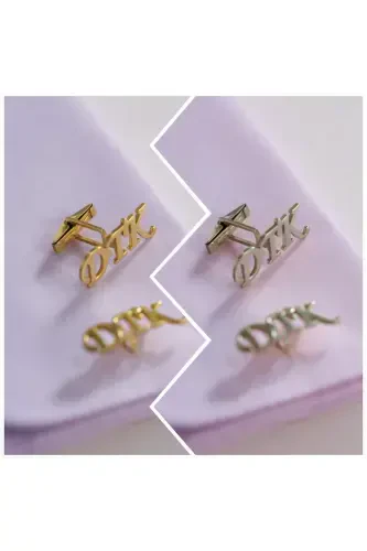 925 proba kumush 3 harfli qulf tugmasi oltin qoplamali kuyovga sovg'a shaxsiy-3 harfli - 1