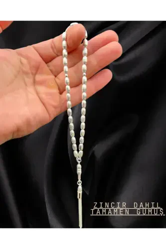 925 probali kumushdan yasalgan arpa donli dizaynli tasbeh - 3