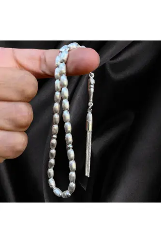 925 probali kumushdan yasalgan arpa donli dizaynli tasbeh - 2