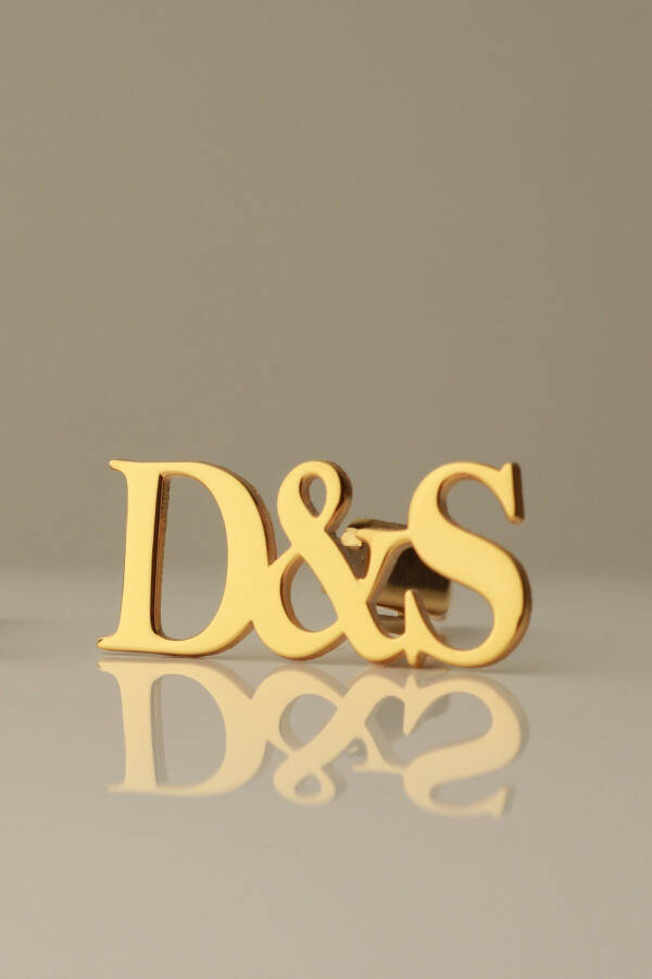 925 Sterling Silver 14K Gold Plated Personalized Initial Cufflinks - 2
