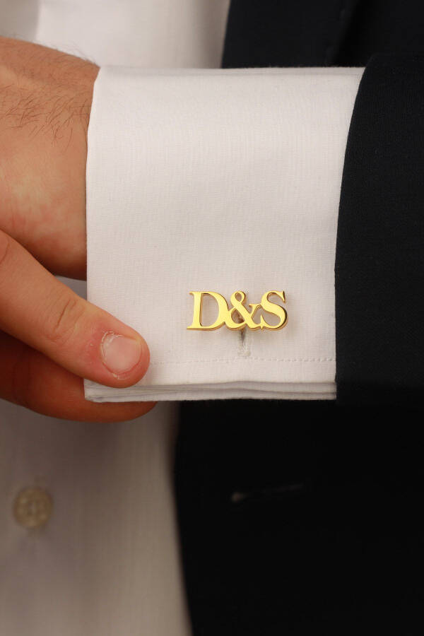 925 Sterling Silver 14K Gold Plated Personalized Initial Cufflinks - 1