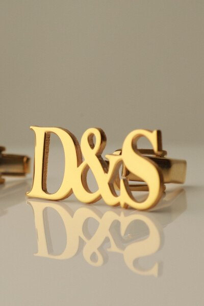 925 Sterling Silver 14K Gold Plated Personalized Initial Cufflinks - 3
