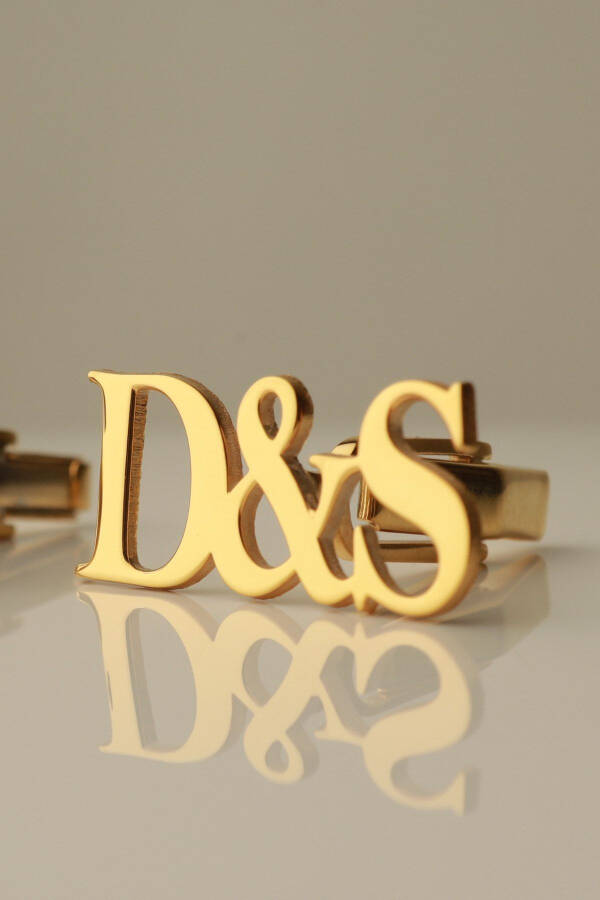 925 Sterling Silver 14K Gold Plated Personalized Initial Cufflinks - 3