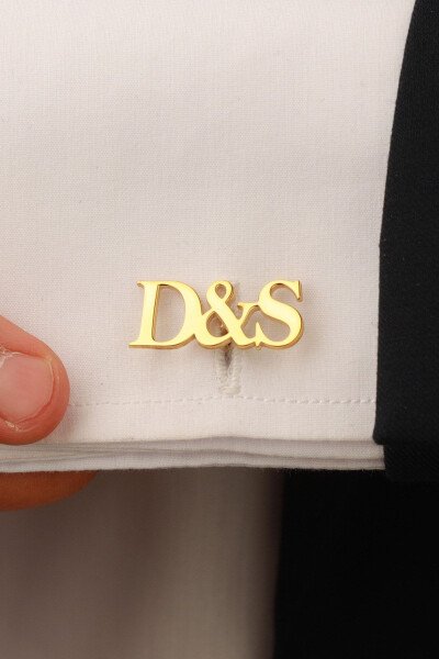 925 Sterling Silver 14K Gold Plated Personalized Initial Cufflinks - 4