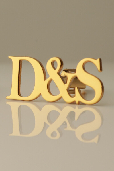 925 Sterling Silver 14K Gold Plated Personalized Initial Cufflinks - 5