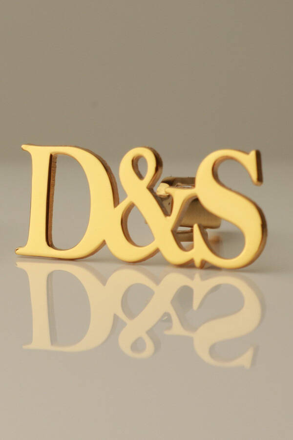 925 Sterling Silver 14K Gold Plated Personalized Initial Cufflinks - 5