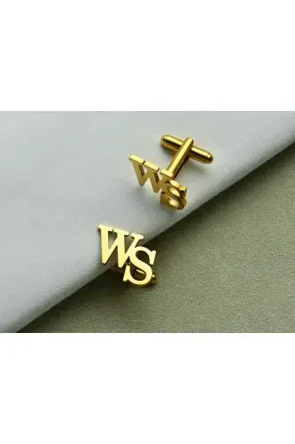 925 Sterling Silver 2 Letter Cufflinks Gold Plated Groom Gift Personalized-Selectable 2 - 3