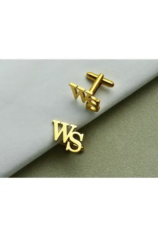 925 Sterling Silver 2 Letter Cufflinks Gold Plated Groom Gift Personalized-Selectable 2 - 3